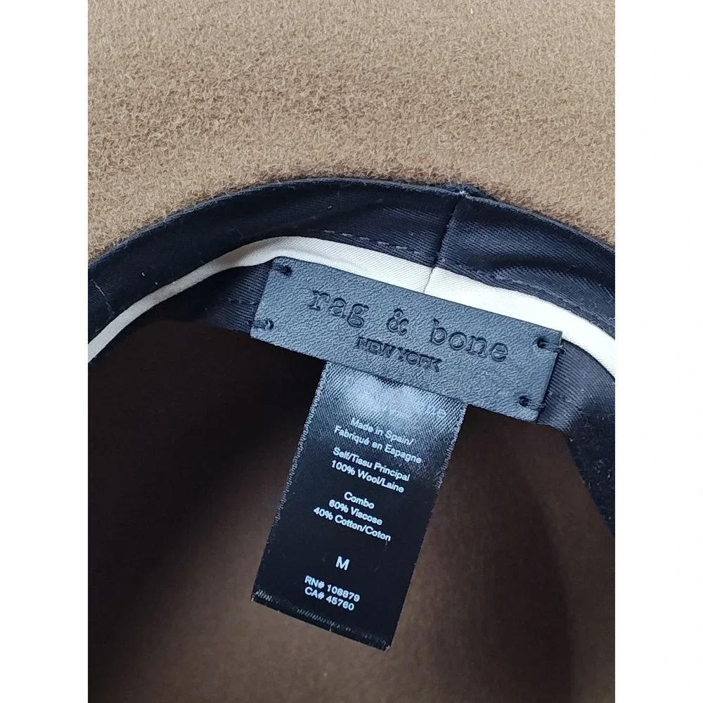 Rag & Bone Women's Medium Brown New‎ York Zoe Wool Summer Wide Brim Hat Cap